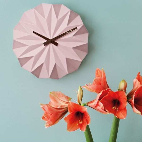 Roza stenska ura Karlsson Origami-image-1