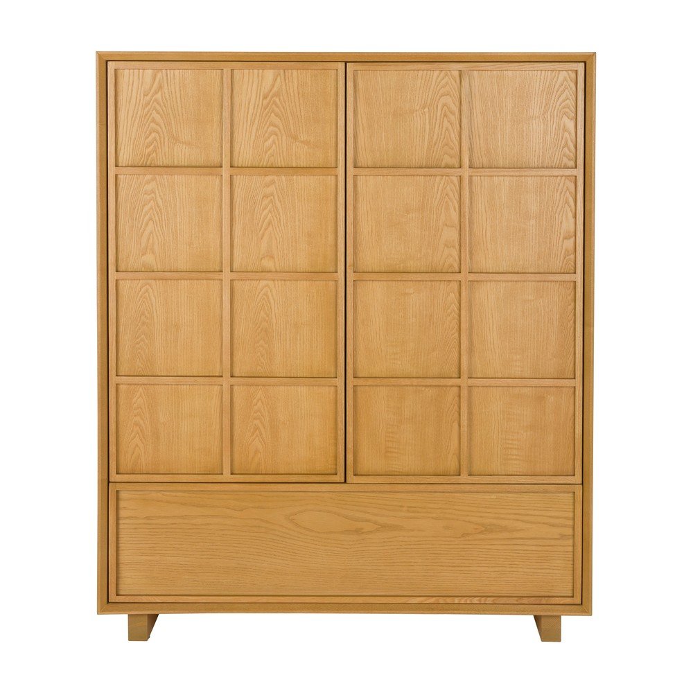 Omarica iz masivnega jesena v naravni barvi 100x120x45 cm Raster