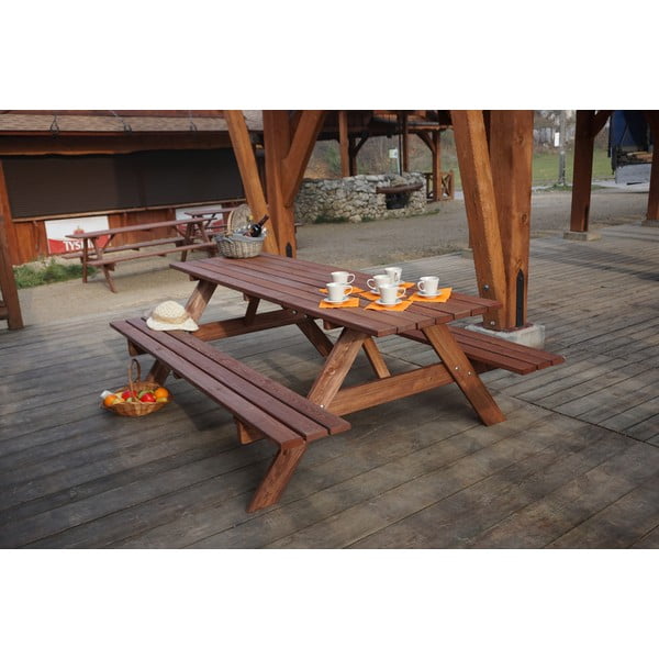 Vrtni jedilni set iz borovega lesa za 6 oseb Piknik - Rojaplast-image-3