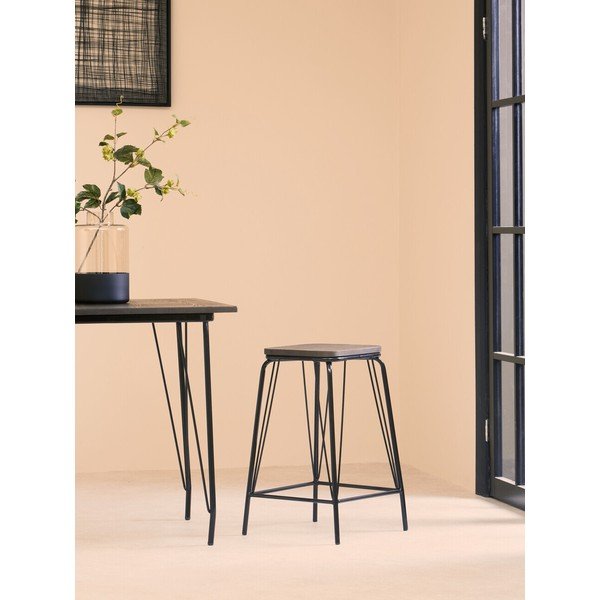 Črn/rjav stolček iz masivnega bresta District – Premier Housewares-image-1