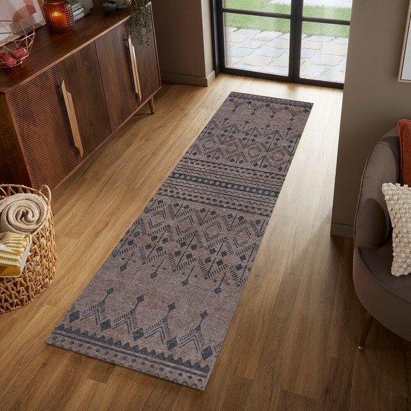 Rjava pralna preproga Flair Rugs MATCH NIKO, 57 x 230 cm-image-1