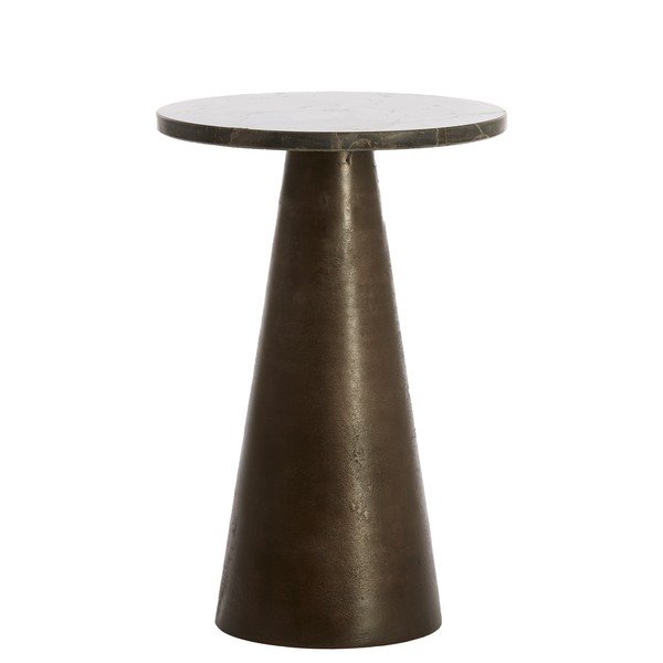 Okrogla stranska mizica z marmorno mizno ploščo ø 29 cm Ynez – Light & Living