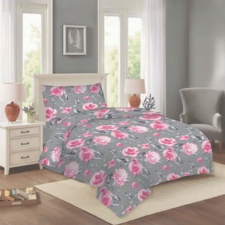 Rožnato-siva enojna bombažna posteljnina 140x200 cm Dana – Cotton House