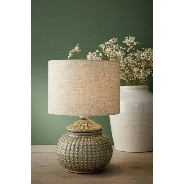 Siva/bež lanena namizna svetilka (višina 39 cm) Niko – Ellos Home-image-1