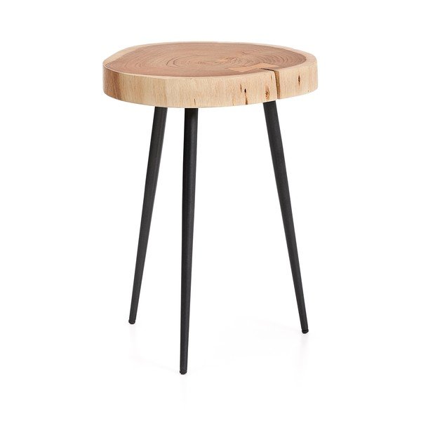 Okrogla stranska mizica z mizno ploščo iz akacije 35x35 cm Tanive – Kave Home