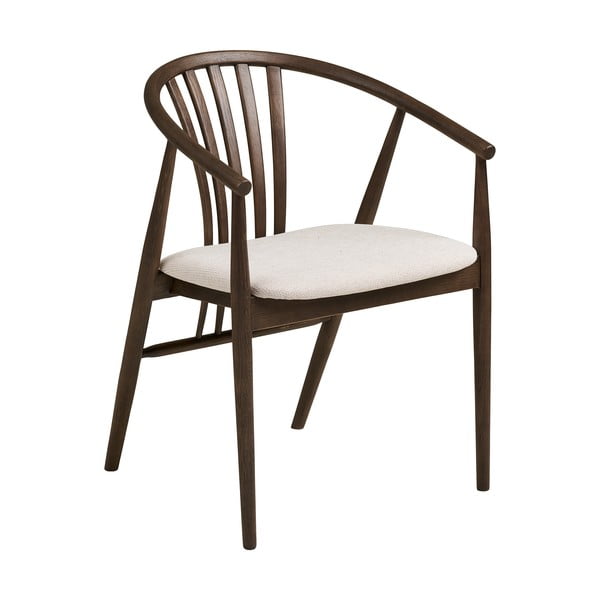 Temno rjav jedilni stol z nasloni za roke iz masivnega hrasta Agustin – House Nordic