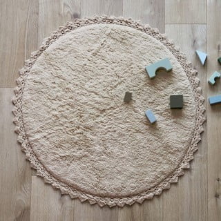 Kremno bela pralna ročno tkana bombažna okrogla preproga ø 110 cm Perla Sable – Nattiot