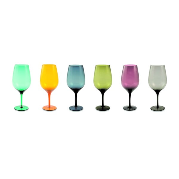 Komplet 6 barvnih kozarcev za vino Villa d'Este Happy Hour, 428 ml