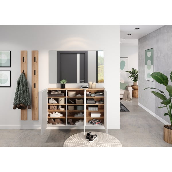 Bela stenska omarica v hrastovem dekorju 138x87x25 cm Libbiano – Germania-image-1