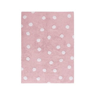 Rožnata pralna ročno tkana bombažna otroška preproga 120x160 cm Polka Dots Pink – Lorena Canals