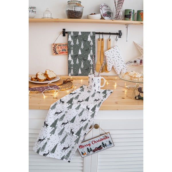 Bombažne kuhinjske krpe v kompletu 2 ks z božičnim motivom 50x70 cm Deer in the Forest – Butter Kings-image-1