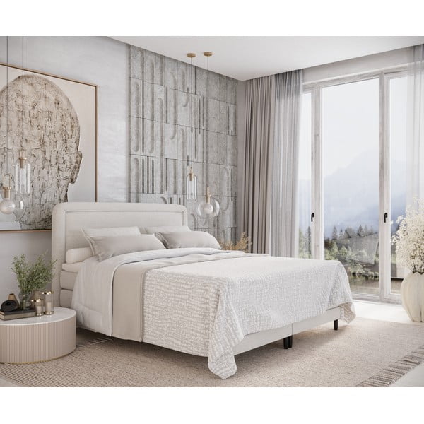 Kremno bela boxspring postelja 200x200 cm Dove – Maison de Rêve-image-1