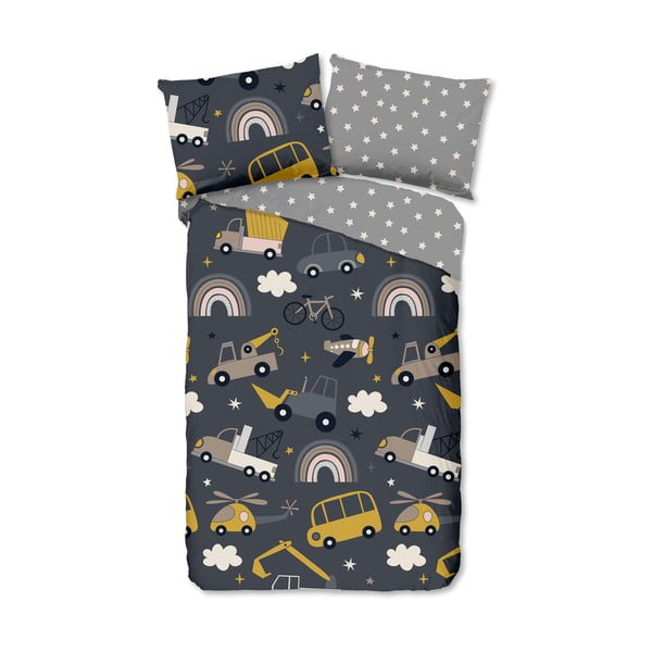 Siva enojna bombažna otroška posteljnina 140x200 cm Rush – Good Morning
