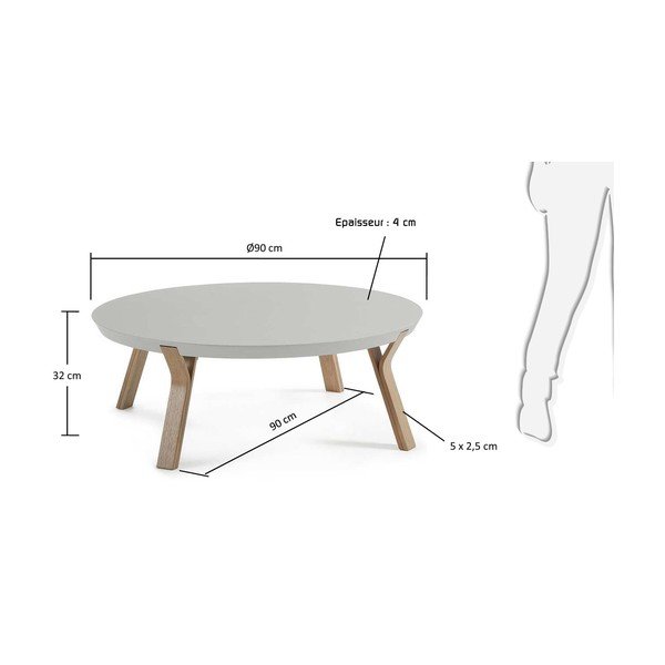 Svetlo siva kavna mizica Kave Home Solid, Ø 90 cm-image-2