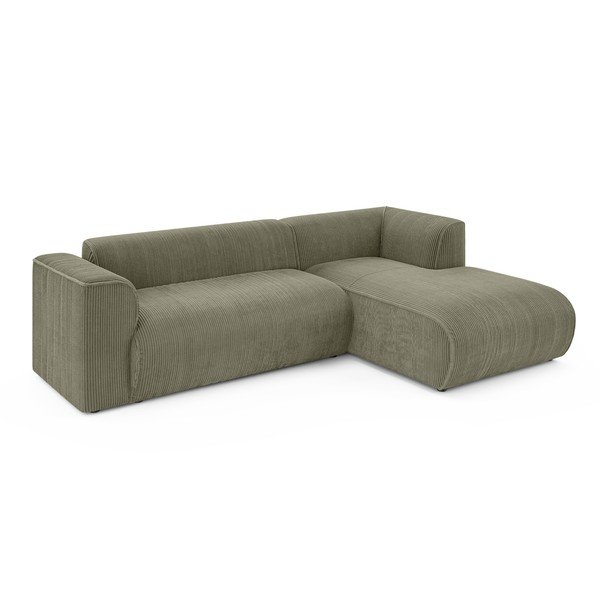 Zelena kotna sedežna garnitura iz rebrastega žameta (desni kot/z ležalnikom) Merid  – Ropez-image-2