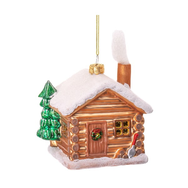 Steklen okrasek za jelko 10 cm Christmas Cabin – Sass & Belle