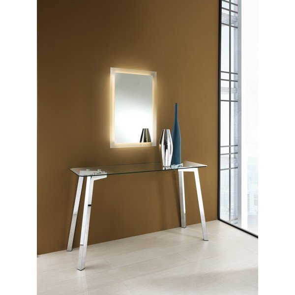 Stranska mizica s stekleno mizno ploščo v srebrni barvi 40x125 cm Kirk – Tomasucci-image-1
