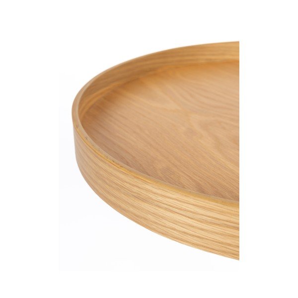 Okrogla stranska mizica z mizno ploščo v hrastovem dekorju ø 40 cm Yuri S – White Label-image-3