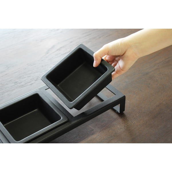 Komplet črnih skled za živali s stojalom Yamazaki Tower-image-1