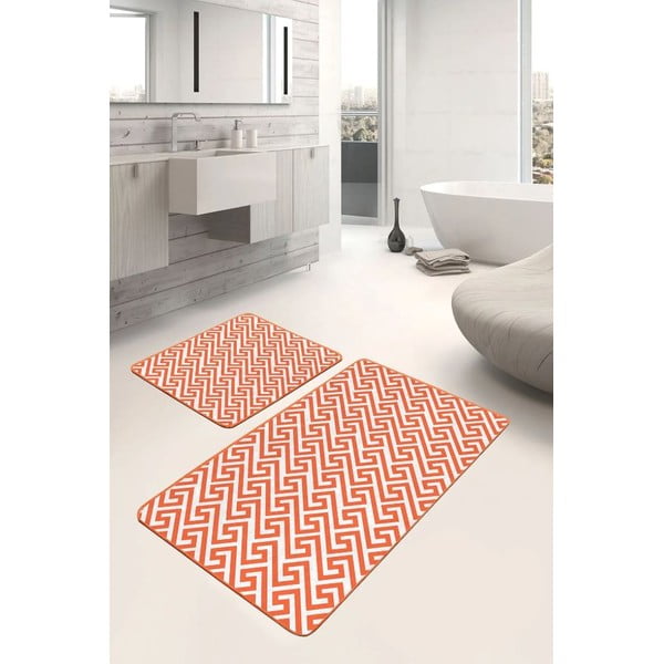 Oranžne žametne kopalniške preproge v kompletu 2 ks 60x100 cm – Mila Home-image-1