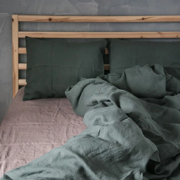 Lanena prevleka za vzglavnik 40x40 cm Forest Green  – Linen Tales-image-1