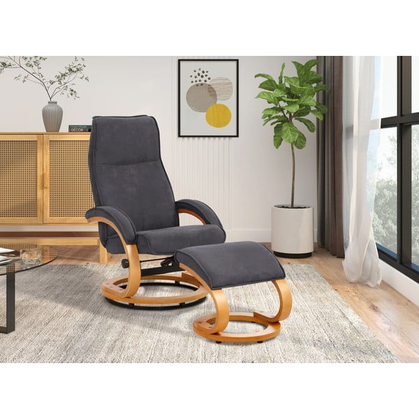 Komplet sivega fotelja in podnožnika Støraa Rika-image-1