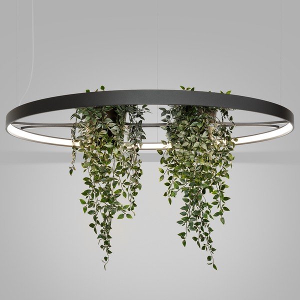Črna aluminijasta LED viseča svetilka ø 110 cm RIO – Thoro-image-4