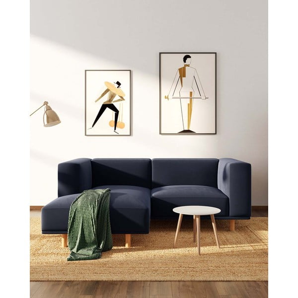 Temno modra žametna kotna sedežna garnitura (z levim kotom) Kukumo – Ame Yens-image-3