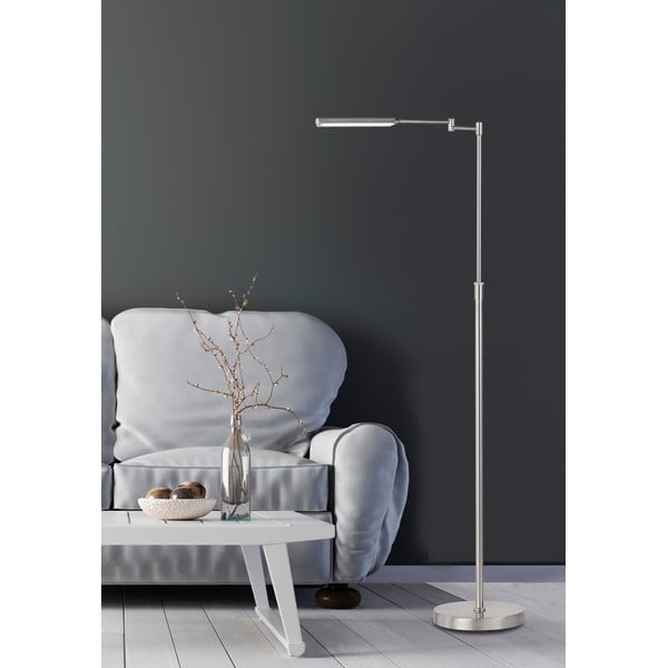 LED stoječa svetilka v srebrni barvi s kovinskim senčilom (višina 130 cm) Nami – Fischer & Honsel-image-1
