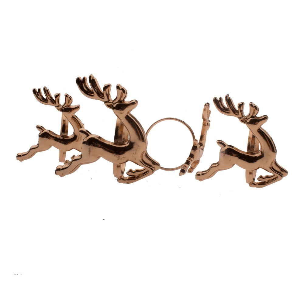 Kovinski obročki za prtičke v kompletu 4 ks Deer