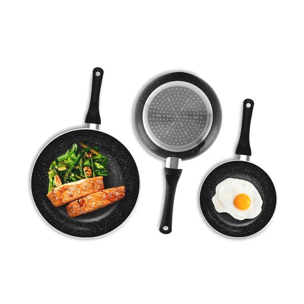 Komplet 3 črnih ponvic InnovaGoods Stone-image-2