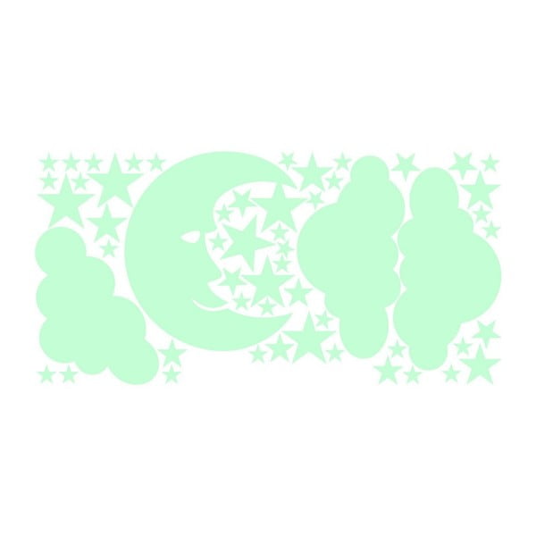 Svetleče stenske nalepke Ambiance Moon and Clouds-image-1