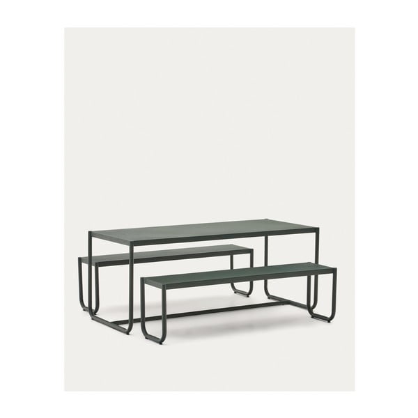 Temno zelena kovinska vrtna jedilna garnitura za 4 osebe Sotil - Kave Home-image-4