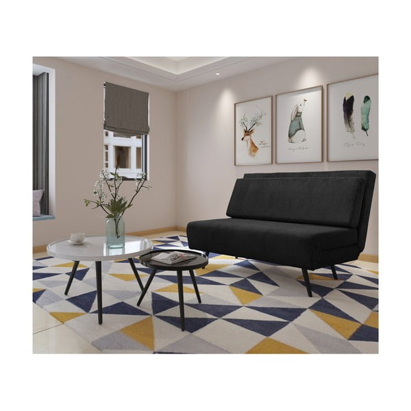 Antracitno siva raztegljiva sedežna garnitura iz rebrastega žameta 140 cm Mallory – Støraa-image-3