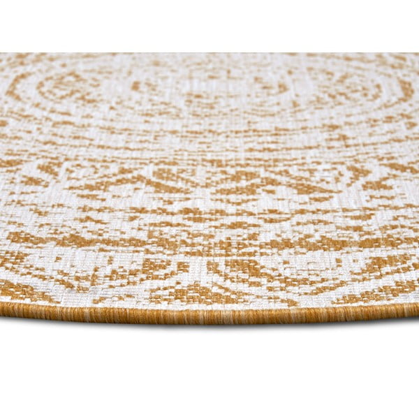 Oker/bela okrogla zunanja preproga ø 140 cm Siruma – NORTHRUGS-image-3
