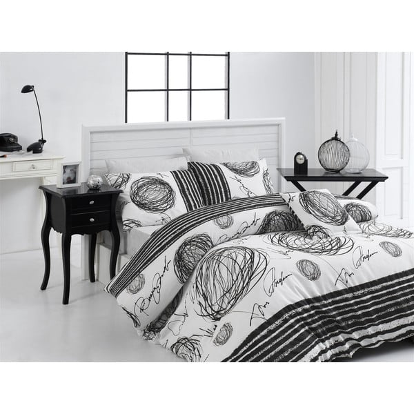 Posteljno perilo in rjuha za zakonsko posteljo Nazenin Home Blacky, 200 x 220 cm