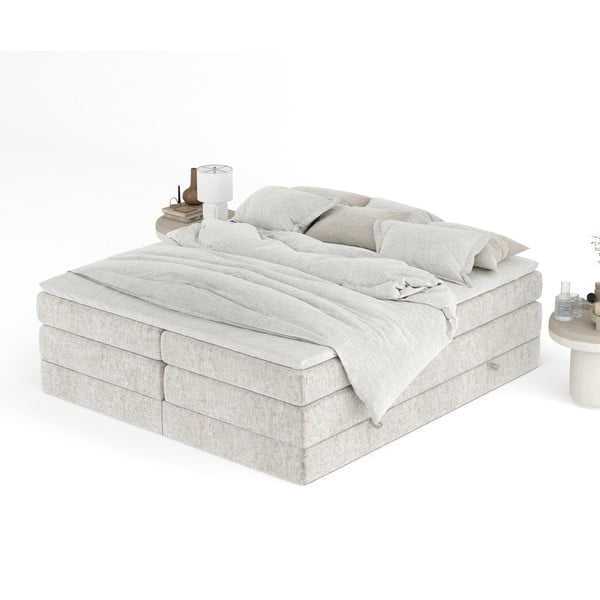 Bež boxspring postelja s prostorom za shranjevanje in brez vzglavja 200x200 cm Juniper – Maison de Rêve-image-4