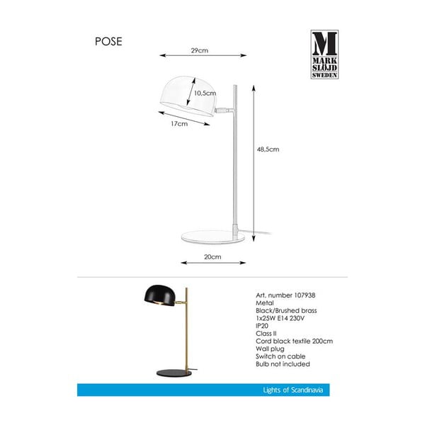 Črna namizna svetilka s stojalom v bakreni barvi Markslöjd Pose-image-2