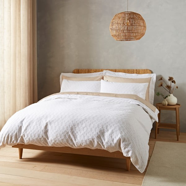 Bela bombažna posteljnina za zakonsko posteljo 200x200 cm Waffle – Bianca