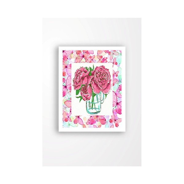 Stenska slika na platnu v belem okvirju Tablo Center Cut Roses, 29 x 24 cm