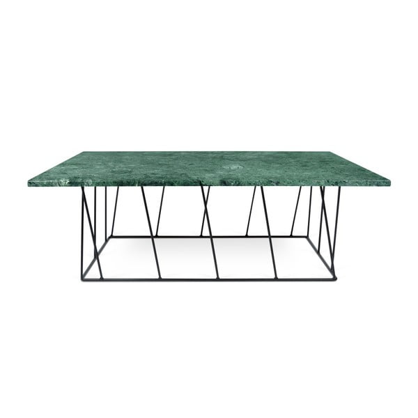 Zelena marmorna mizica s črnimi nogami TemaHome Helix, 75 x 120 cm