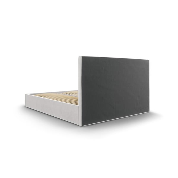 Svetlo siva žametna zakonska postelja Mazzini Beds Juniper, 160 x 200 cm-image-4