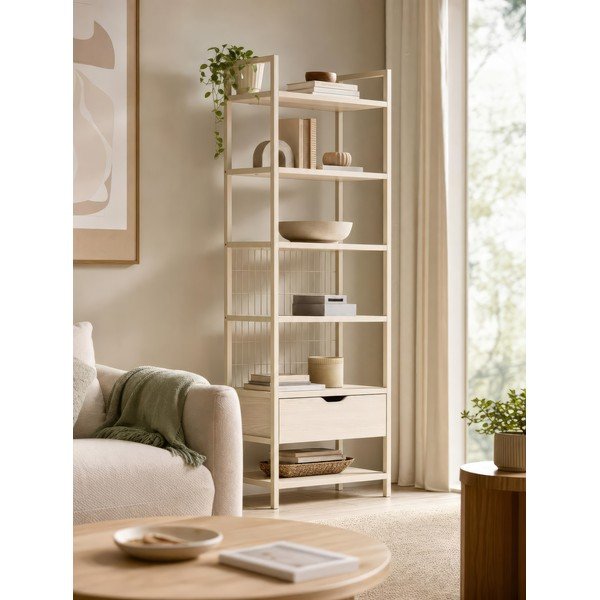 Kremno bel jeklen regal 60x179,5x40 cm Amara – Marckeric-image-2