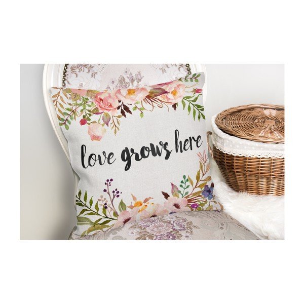 Prevleka za vzglavnik iz mešanice bombaža Minimalist Cushion Covers Love Grows Here, 45 x 45 cm-image-2
