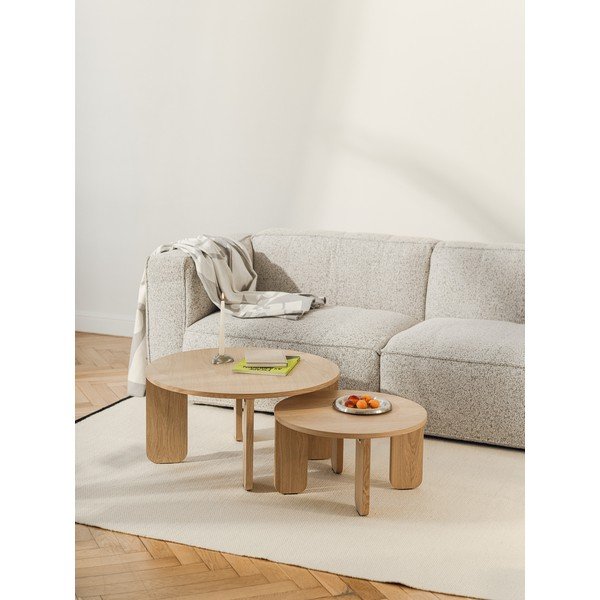 Okrogla klubska mizica z mizno ploščo v hrastovem dekorju v naravni barvi ø 55 cm Kuvu – noo.ma-image-4