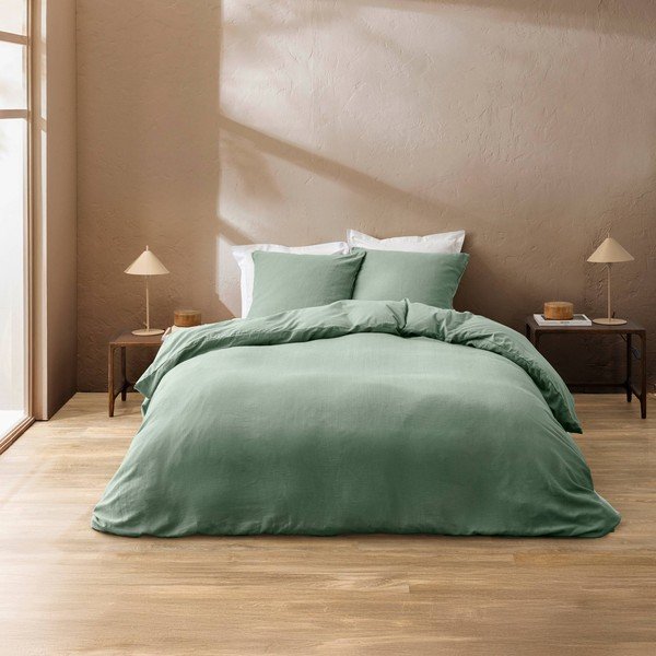 Zelena 3-delna bombažna posteljnina za zakonsko posteljo 240x220 cm Clara – douceur d'intérieur