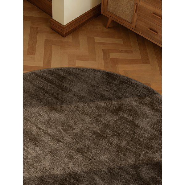 Rjava ročno tkana viskozna okrogla preproga ø 150 cm Noemi – Vikosa-image-3