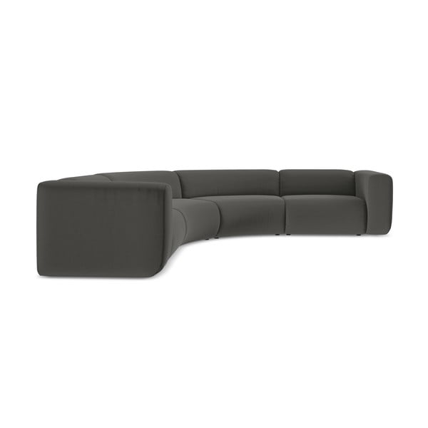 Siva žametna kotna sedežna garnitura Ekahi – Makamii-image-2