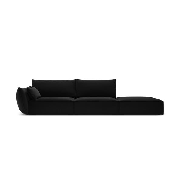 Črna žametna sedežna garnitura levi kot 264 cm Vanda – Mazzini Sofas