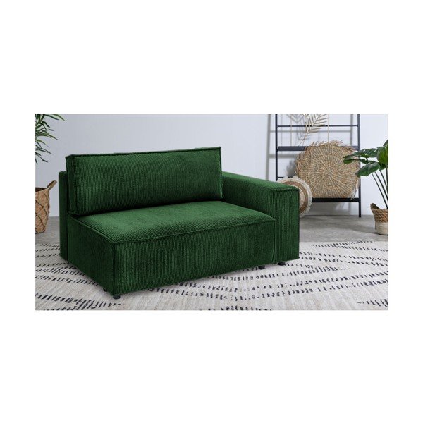 Zelen modul za sedežno garnituro iz rebrastega žameta (desni kot) Nihad modular – Bobochic Paris-image-1